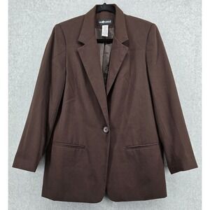 Vtg Sag Harbor Womens Sz 8 Blazer Chocolate Brown One Button Lightweight 80s